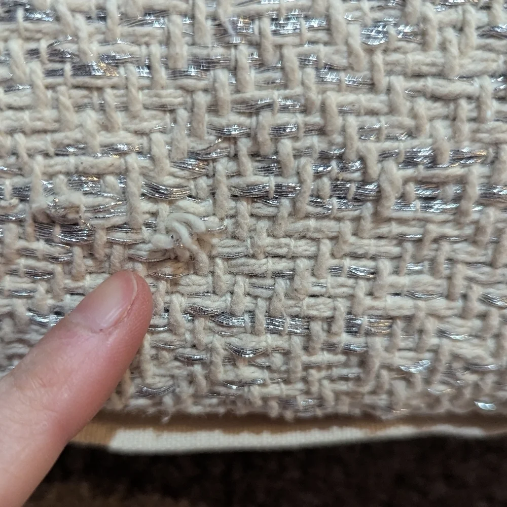 West Elm Throw Pillow Woven Cotton Metallic Tweed Preppy 18x18